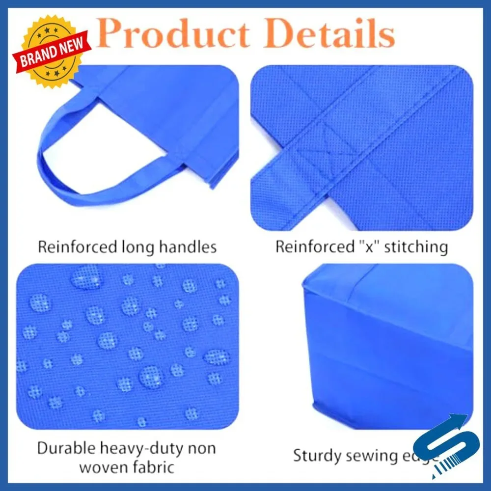 Heavy Duty Reusable Grocery Totes Foldable Washable Large Capacity Storage